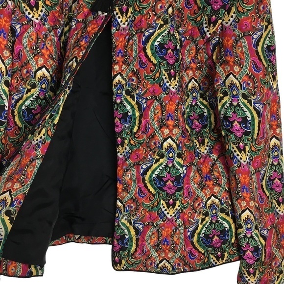 MAGGY LONDON Blouses 100% Silk Jacket Multicolor Floral Paisley Quilted Size 8 - Picture 5 of 12